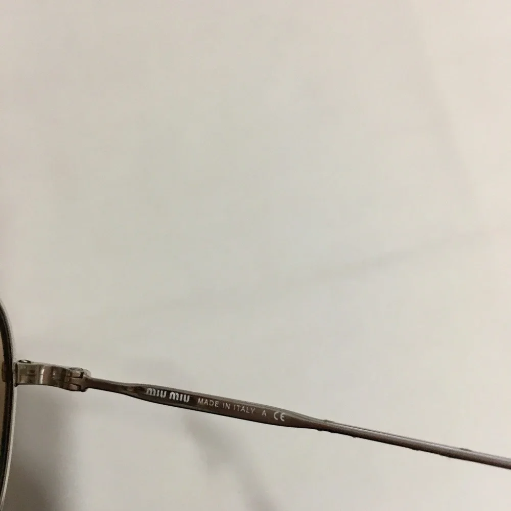 Miu Miu Aviator Sunglasses Womens Medium Silver Brown Tint Tortoise